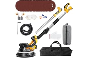 ZHJAN Trockenbauschleifer,7,5A Faltbar & Einziehbar trockenbauschleifer, 2100RPM Variable Geschwindigkeit,5-Gang Getriebe,Erweiterbarer Griff,Trockenbauschleifer mit led für Die Wände schärfen