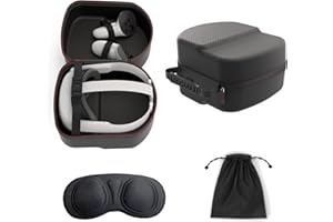 Digicharge Tragetasche Kompatibel mit Meta/Oculus Quest 3 Quest 2 Headset mit Standard-Kopfband, Touch Controllern und VR Zubehör, Premium Material Hülle Tasche mit luxuriösem schwarzem Diamant-Finish