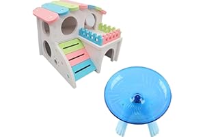 LOOPUNK 2 Piezas Adorables Juguetes de Juego para Hámsters, Hámster en Rueda de Correr, Juguete para Pequeños Animales Que Rompe el Aburrimiento, Jaula para Hámsters