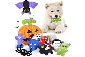 LECHONG Halloween Dog Toys Set, 11 Pack Squeaky Dog Toys for Aggressive Chewers, Pumpkin Dog toy Bundle, Assorted Dog Toys to Keep Them Busy, Dog Toys gift for Large Medium Small Dogs