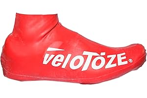 veloToze Short 2.0 Shoe Cover for Road Cycling Shoes - Waterproof, Windproof Overshoes for Bike Rides in Spring, Fall, Rainy, Cold Weather - Bright Colors Make Road Biking Trips Safer