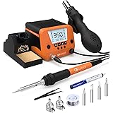 Lytool Soldering Station, 90W Professional Digital Soldering Iron Station 2 in 1 Hot Air Gun 100-500℃ Temperature Adjustable,