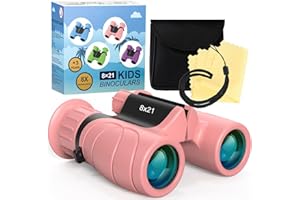 Kizplays Lornetka dla dzieci, potężne powiększenie 8 x 21, torba HD, obserwacja ptaków, turystyka, turystyka, zwierzęta zabawki dla małych chłopców dziewczynek 4, 5, 6, 7, 8 lat, prezent urodzinowy