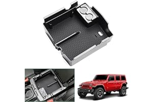 GAFAT Compatibile con Jeep Wrangler Jl/Gladiator JT 2018-2025 2026 Scatola Portaoggetti per Console Centrale, Wrangler 2024 Organizer per Braccioli, Vano Portaoggetti, Accessori Wrangler (Nero 1)