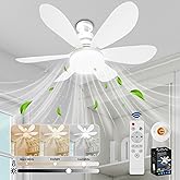 VHV Ceiling Fan with Light and Remote Control, 52 cm Small Silent Fan Lamp, E27, Adjustable in Colours and Speeds, Timer 6 Bl