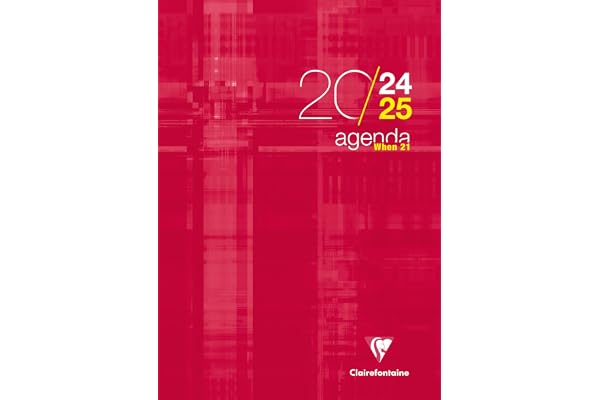 CLAIREFONTAINE 3199C - Un Agenda When 2024/2025 - A4 ( 21x29,7cm) - 112 pages imprimées (1 semaine sur 2 pages) - Couverture piqué en carte - couleur aléatoire