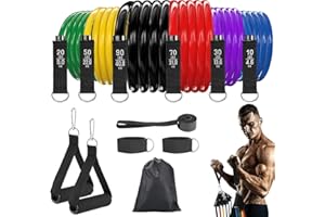 Fitense 6 Set Elastici Fitness Uomo - Elastico Fitness Bande 270 Lbs, Elastici Palestra con Maniglie, Ancoraggio Porta, Cinghie Caviglia, Borsa e Poster, Perfette per Allenamento a Casa o in Palestra