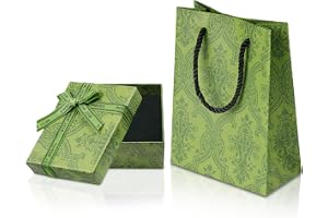 Aucuu Liten presentförpackning och presentväska, 9 x 7 x 3 cm smyckespresentask och presentpåse, rosettknut presentaskar med