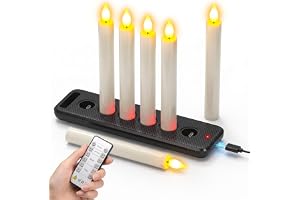 SoulBay 6 st uppladdningsbara LED-ljus med fjärrkontroll och laddningsbas | Flimrande, D2 x H 17 cm avsmalnande ljusstakar, flamlösa batterier elektriska ljus för hem rum halloween juldekorationer