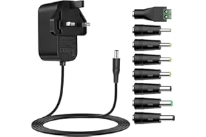 Tonton 12V DC Power Supply Adapter with 8 Tips,2A 24W 1.8M(6ft) AC 100V-240V to DC 12Volt 2A 1.8A 1.5A 1.2A 1A 0.5A for LED Strip Light, CCTV Camera, BT Speaker, Webcam, Router, UL/CE/FCC Certified