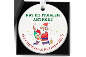 QYLAZUNE Retirement Gifts For Women Christmas Decorations Ceramic Sign Not My Problem Anymore 1st Christmas Retired 2025 For Retired Women,Coworker,Nurse,Teacher,Friend,Mom Happy Retirement Appreciation Gift
