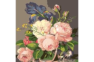 AIRDEA Florero De Flores Pintar por Numeros Adultos, DIY Pintura por Números, DIY Cuadro al óleo por números Kit de Pintura Digital para Adultos de Lienzo decoración para el hogar 35X35CM