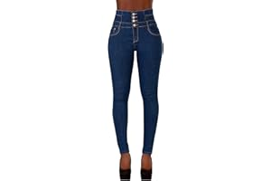 Glook Pantalon Femme Denim Jeans Slim Taille Haute Jean Stretch Pant