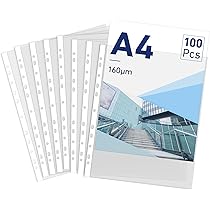 Pochettes Polypropylène 50µm Pochettes A5 Perforées Grainées - Lot 100 Pièces Polypropylène 50µm Pochettes Transparentes Bureau