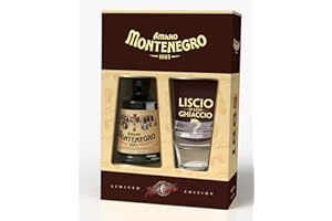 Amaro Montenegro 70cl Special Pack - Confezione regalo con un bicchiere. Liquore digestivo ottenuto da 40 erbe aromatiche. 23% vol.