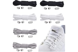 ANSHUKE 6 Paar Elastische Schnürsenkel mit Metallkapsel, Einstellbare Schnürsenkel Ohne Binden, Gummi Schuhbänder mit Kapseln, Gummischnürsenkel für Sneaker, Laufschuhe, Sporschuhe