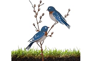 MISOYER Piquet de Jardin en métal pour Oiseaux - Déco Jardin Rouille Oiseaux sur Branche - Branche d'arbre d'oiseau d'arrière-Cour pour la décoration extérieure de Patio de Cour de Jardin à la Maison