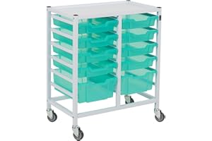 Gratnells hospital-grade range compact medical trolley with storage trays