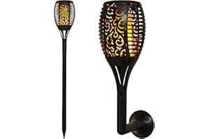 VOLTRONIC Torche de Jardin Solaire 51 LED, intérieur et extérieur, IP44, Support Mural, Piquet de Terre, Lot de 2