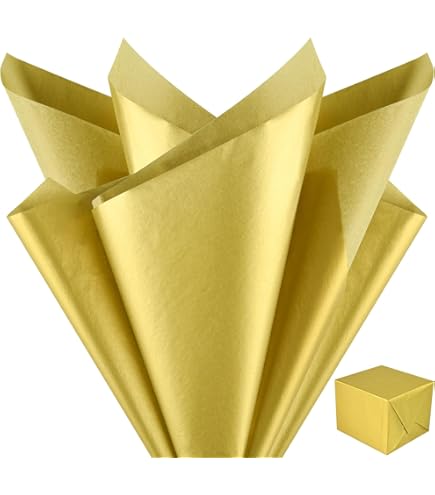 Papier De Soie Doré 60 Feuilles 50x70 Cm - Pour Emballage Cadeau, Décoration DIY, Mariage, Noël, Halloween
