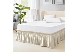 FreshCulture Mantovana giroletto king size, con volant antipolvere, facile da montare, con 38 cm su misura, elasticizzata avvolgente intorno al letto, king size, qualità hotel, per letto regolabile