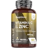 Vitamin C 1000mg and Zinc - 180 Vegan Tablets for 6 Months | Vit C Contributes to the Normal Functioning of the Immune System