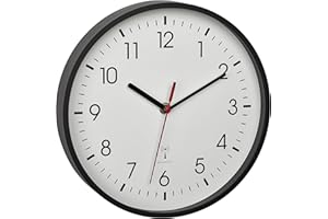 ‎TFA DOSTMANN TFA Dostmann Analogowy radiowy zegar ścienny, 60.3550.01, precyzyjny wyświetlacz, klasyczny, analogowy, szklana osłona, do poczekalni, domu, łatwy odczyt, 245 x 245 x 42 mm, czarny