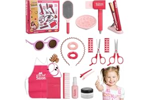 Litinliv 22pcs Pretend Hairdressing Salon Toy Set, Hair Salon Toys for Girls, Kids Hairdressing Set with Hairdryer & Styling Accessories, Girls Pretend role play Makeup Toys for Children Age 3-8