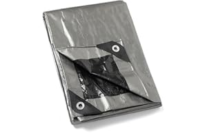 GUARD SHIELD Abdeckplane mit Ösen Wasserdicht 3m x 5m Grau Silberfarben/Schwarz Multifunktionale Polyester-Plane 120g/㎡ Gewebeplane Schutzplane Allzweckplane, Reißfest, UV-stabilisiert