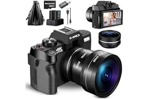 G-Anica 4K Appareil Photo Numérique pour La Photographie, Caméra Vidéo 48MP, WiFi et Contrôle d'application Caméra Vlogging pour Youtube, Appareil Photo Compact avec objectifs Grand Angle et Macro