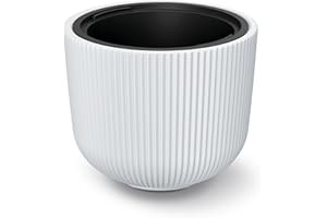 ‎TYMAR Tymar Blumentopf mit Einsatz, Blumenkübel aus Kunststoff, Übertopf, Pflanzkübel Gross(DBML Weiß,ø 30 cm)