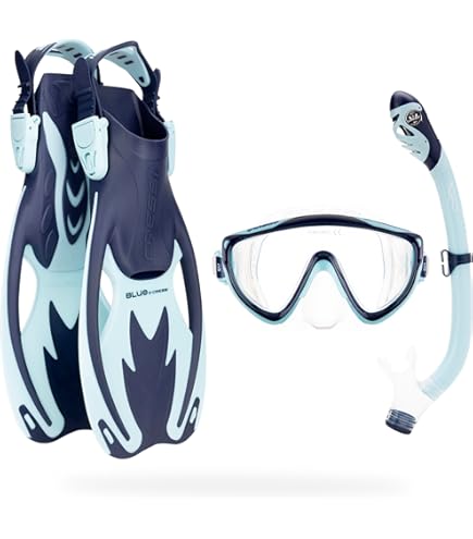 CRESSI Tino & Scilla Clear/Blue Navy - Tino Snorkelmasker en Snorkel Scilla Combi Set voor Volwassenen, Helder/Blauw Navy, Eén maat
