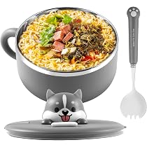 Bol à Ramen Isotherme 1200ml - Acier Inoxydable Avec Couvercle Et Cuillère - Garde Au Chaud 2h
