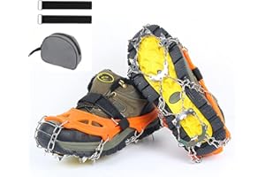 Hmseng Crampones, Crampones Acero Inoxidable Ligeros 19 Dientes，Se Utiliza para montañismo de Invierno en Hielo y Nieve, Escalada en Roca, montañismo para Acampar