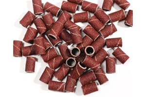 Androxeda 100 Stk Schleifbänder Schleifhülsen Schleifkappen 180" Nagelfräser Aufsatz für Maniküre Pediküre Nageldesign Nagelkunst Nagelpflege