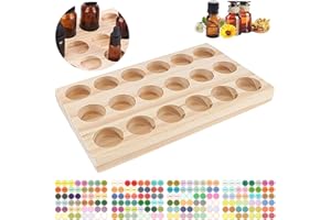 WishesMar 18 Slots Ätherisches Öl Halter Regal aus Holz - Bietet Platz für 5 10 15 20ml ätherisches Öl-Flaschen - Aufbewahrungs Ständer Gestell Organisator für Ätherische Öle und Duftöle #C