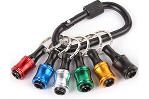 Katerk Portachiavi Drill Bit, 6 pezzi Porta Inserti 1/4 pollice Portatile Drill Bit Holder con Carabiner Nero, Hex Shank Cacciavite Bit Holder, Supporti Per Avvitatori, 6 Colori