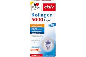 ‎DOPPELHERZ Doppelherz Kollagen 5000 Liquid - mit Kollagenhydrolysat, Chondroitinsulfat, Vitaminen und Mangan - 14 Sticks mit Pfirsich-Geschmack
