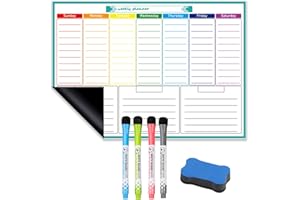 SCBOY A3(42 * 30cm) Lavagna Magnetica Frigo Calendario Magnetico Frigo Lavagna Settimanale Cancellabile Per Il Piano Di Famiglia Memo Board Con 4 Marcatori E Spugna