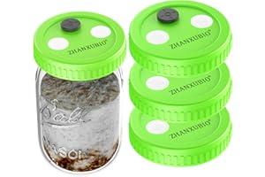 Barattolo per funghi Coperchio per cultura liquida a bocca larga Coperchio in plastica per coltivazione alimentare con membrana PTFE e porte di iniezione autocurative di ZHANXUBIO (86 mm, 3 pezzi)