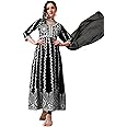 Ethnic Junction Women's Georgette Chikankari Embroidery Anarkali Salwar Kameez (Kd1-Nazma-Black_S_New_Jet Black)