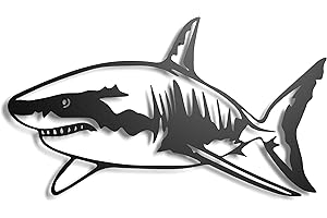 keluly Decoración de metal. Escultura de pared flotante, con sombras, de acero. (Tiburón, 43 x 31 cm)