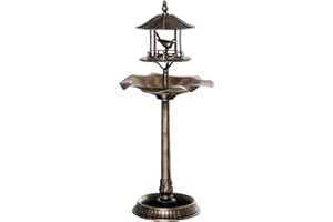 Outsunny Bain d'oiseaux Abreuvoir pour Oiseaux jardinière 3 en 1 dim. Ø 50 x 113H cm polypropylène Bronze Antique