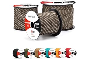 Brotree 3mm Paracord 425 100% Nylon 50M Rope 3 Strands Type II Parachute Cord for Outdoor, Craft, DIY - 192kg Breaking Load (Forest Camo)