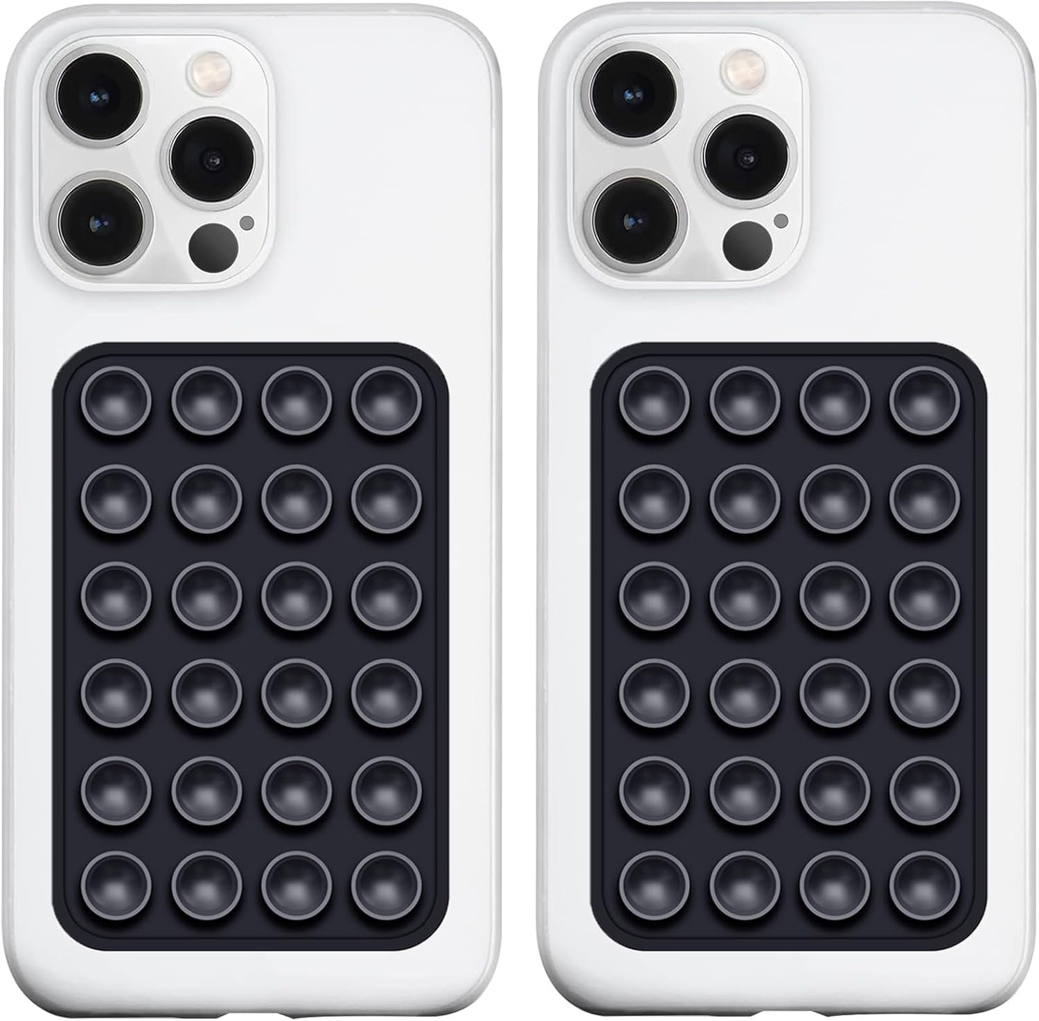 Meyaar 2 Pack Silicone Suction Phone Case Mount, Non Slip Sticky Phone Grip for Cellphone, Silicon Adhesive Suction Cup Phone Mount, Strong Grip Holder for Selfies and Videos (Black)