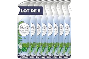 Febreze Spray Désodorisant (185ml x8), Parfum Rosée du Matin, 2en1, Combat Efficacement Les Odeurs, Laisse Un Parfum Frais