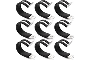 YYIGVMO 9 Pezzi 26mm Fascette Stringitubo in Gomma, Clip a P Rivestite in Gomma, Morsetto a P in Acciaio Inox 304, per Fissare Tubi e Cavi