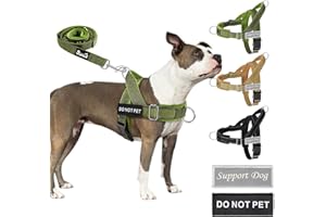 SlowTon Conjunto de Arnés y Correa Sin Tirones para Perros, Ajustable en Cuello y Pecho, Antisofoco a Prueba de Escape, Correa de 5,9 pies, Táctico Militar Reflectante Suave