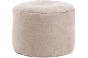 ‎MOKEBO mokebo® Pouf XL, Hocker o. Bodenkissen 60x40cm 'Der Ruhepouf' Sitzhocker rund & Fußhocker fürs Wohnzimmer, Sitzpouf aus Stoff in Beige, Beistelltisch, Puff für drinnen mit EPS-Perlen Füllung