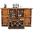 ROOTWOOD Sheesham Wood Counter Bar Cabinet Rack with Wine Glass Storage (Design 13)